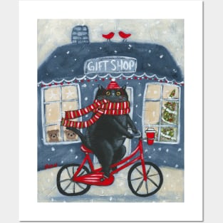 Christmas Gift Shop Bicycle Ride Posters and Art